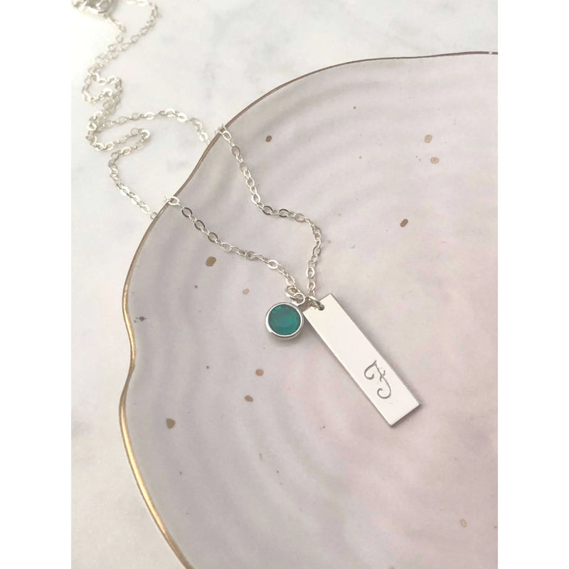 Personalised Birthstone Bar Necklace - Deluxur