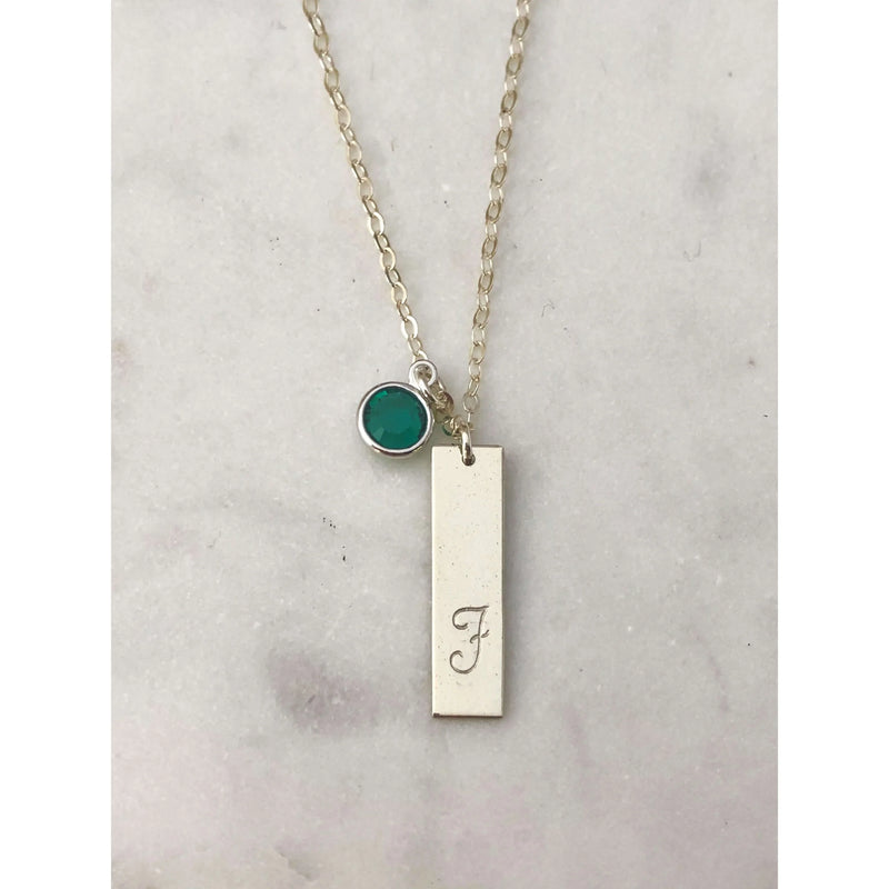 Personalised Birthstone Bar Necklace - Deluxur