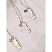 Personalised Birthstone Bar Necklace - Deluxur