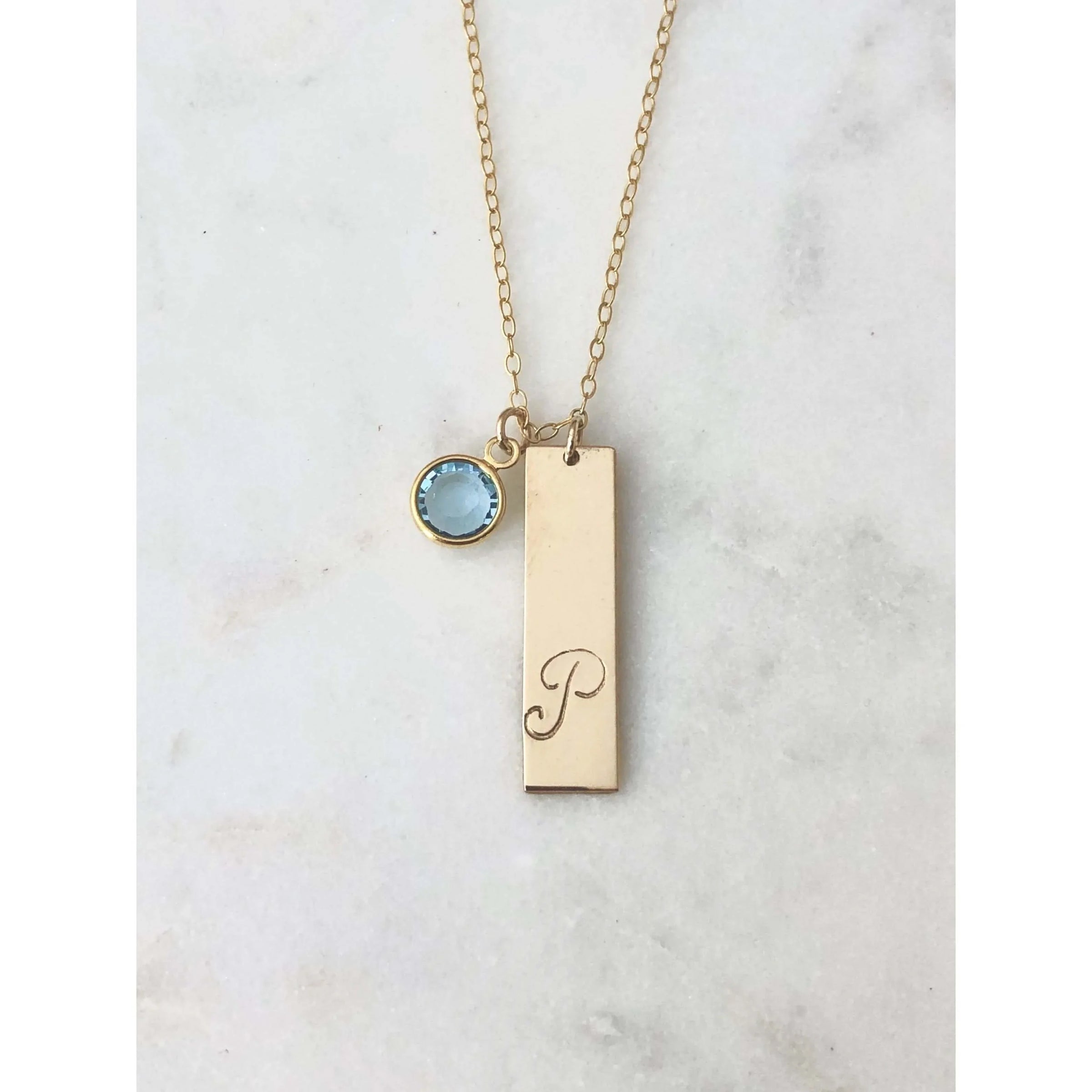 Personalised Birthstone Bar Necklace - Deluxur