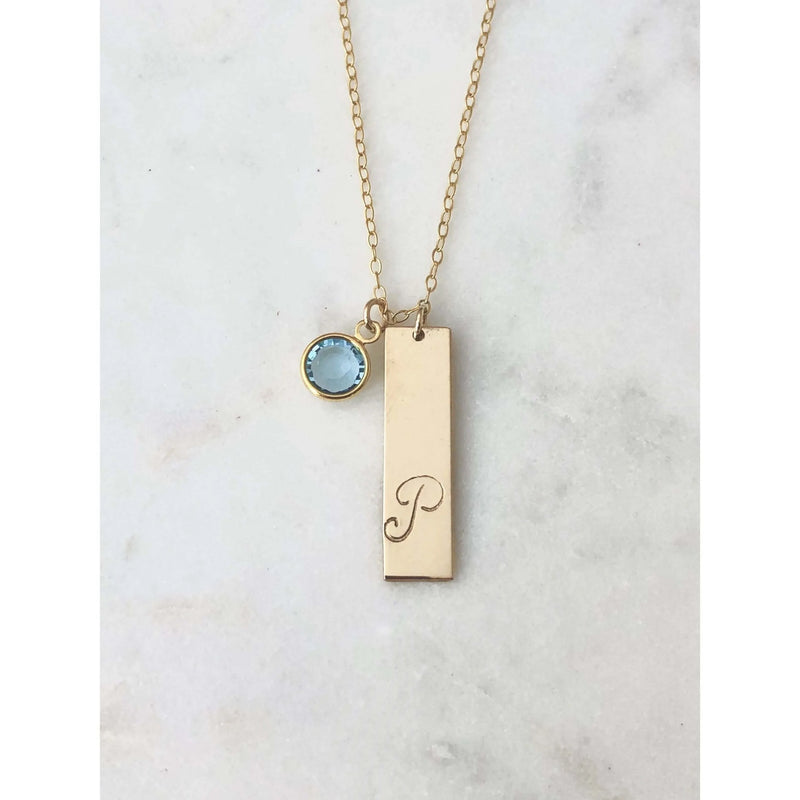 Personalised Birthstone Bar Necklace - Deluxur