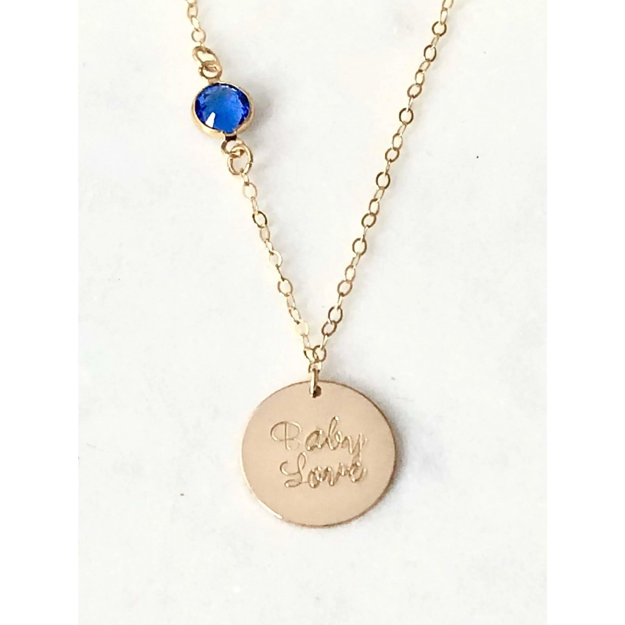 Personalised Birthstone Chain and Disc Necklace-Deluxur