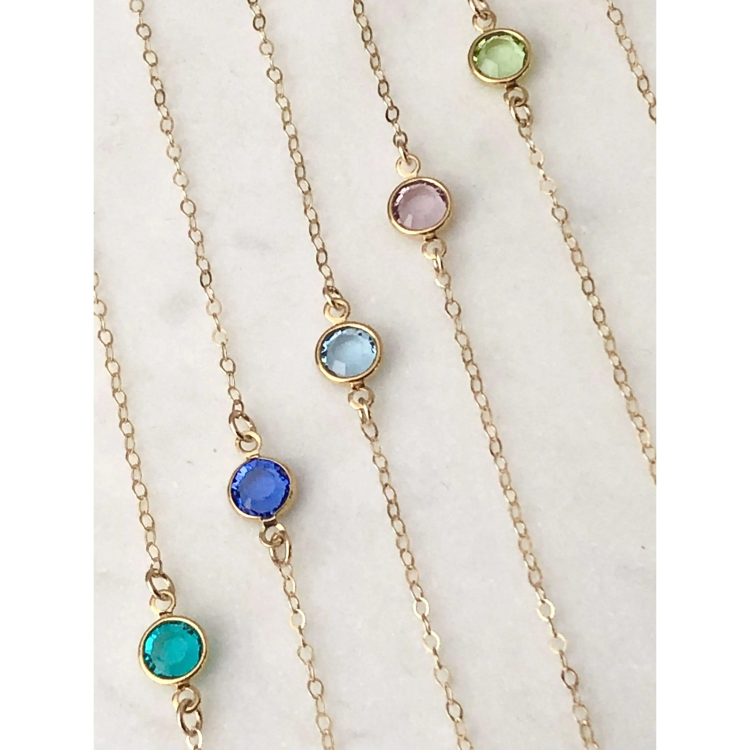 Personalised Birthstone Chain and Disc Necklace-Deluxur