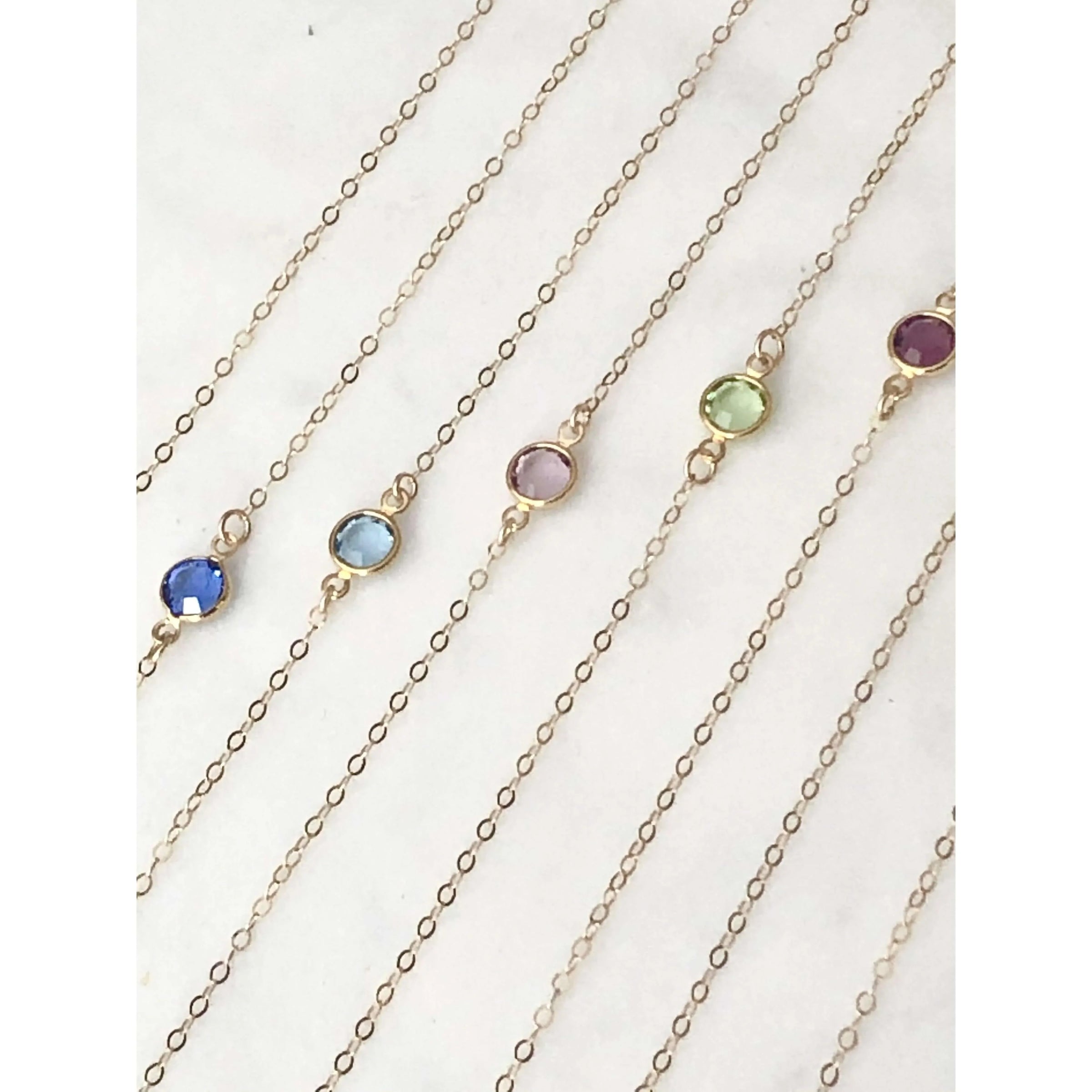 Personalised Birthstone Chain and Disc Necklace-Deluxur