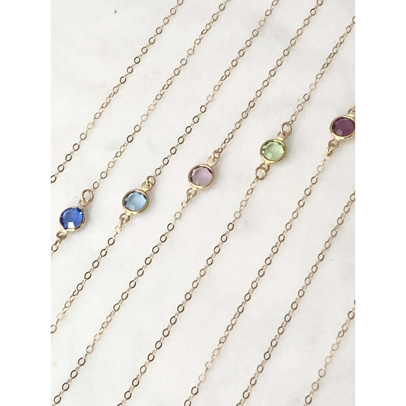 Personalised Birthstone Chain and Disc Necklace-Deluxur