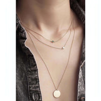 Personalised Birthstone Chain and Disc Necklace-Deluxur