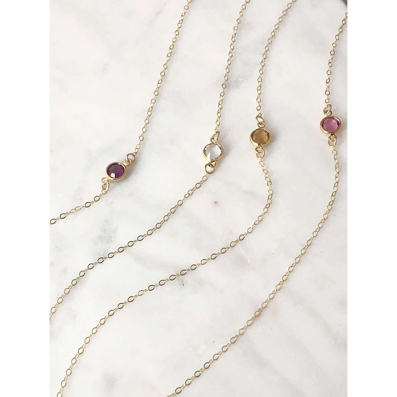 Personalised Birthstone Chain and Disc Necklace-Deluxur