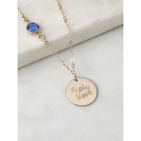 Personalised Birthstone Chain and Disc Necklace-Deluxur