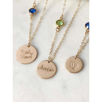 Personalised Birthstone Chain and Disc Necklace-Deluxur