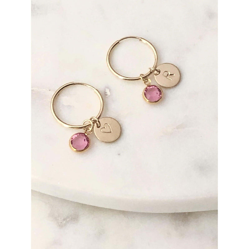 Personalised Birthstone Hoops Earrings-Deluxur