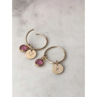 Personalised Birthstone Hoops Earrings-Deluxur
