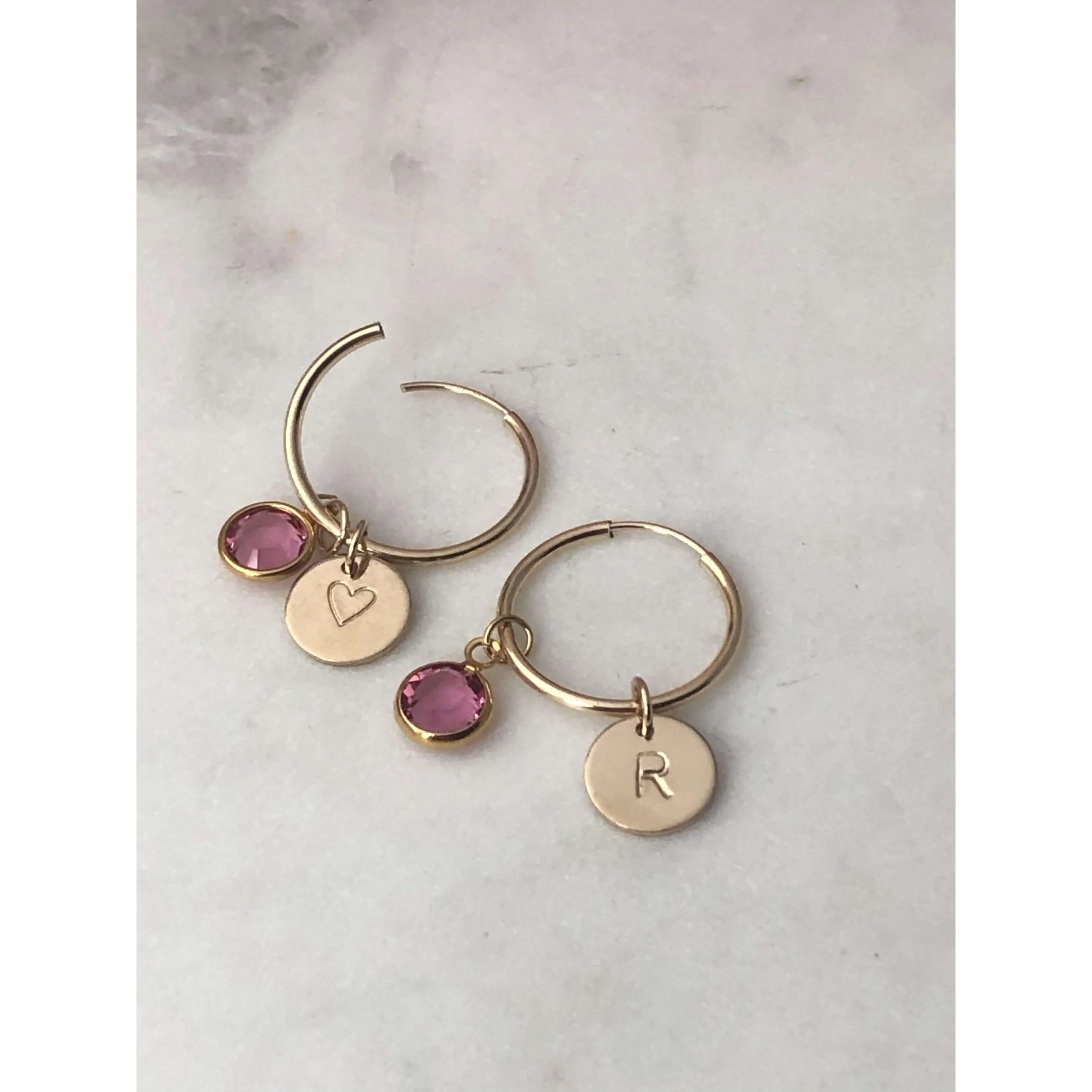 Personalised Birthstone Hoops Earrings-Deluxur