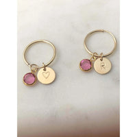 Personalised Birthstone Hoops Earrings-Deluxur