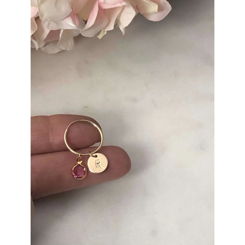 Personalised Birthstone Hoops Earrings-Deluxur
