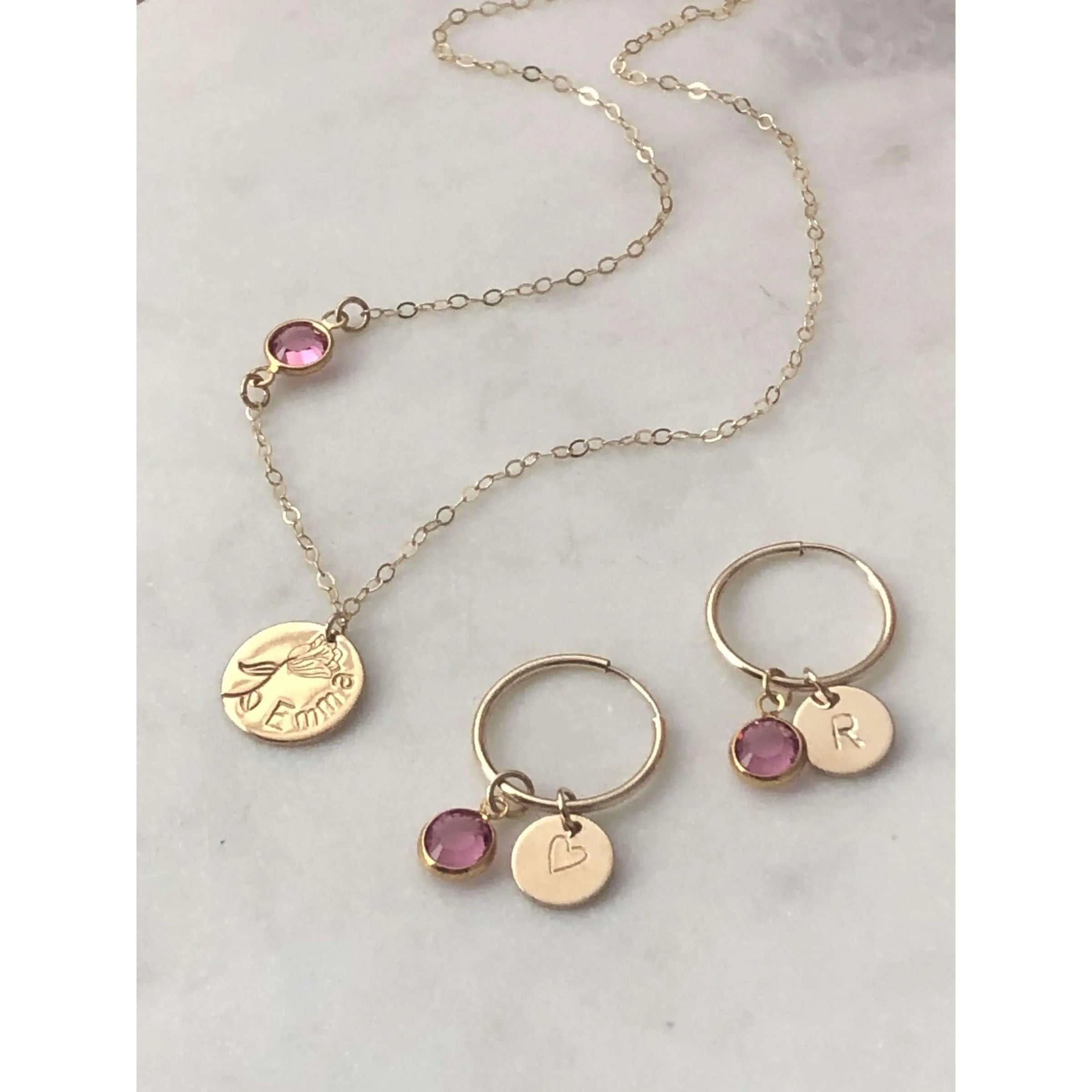 Personalised Birthstone Hoops Earrings-Deluxur