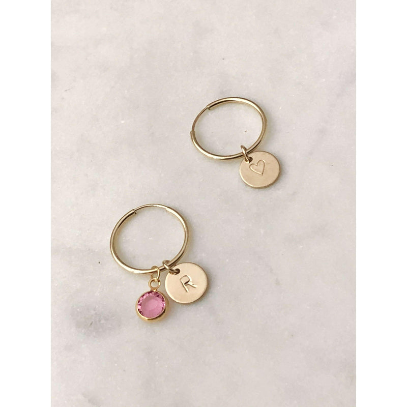 Personalised Birthstone Hoops Earrings-Deluxur