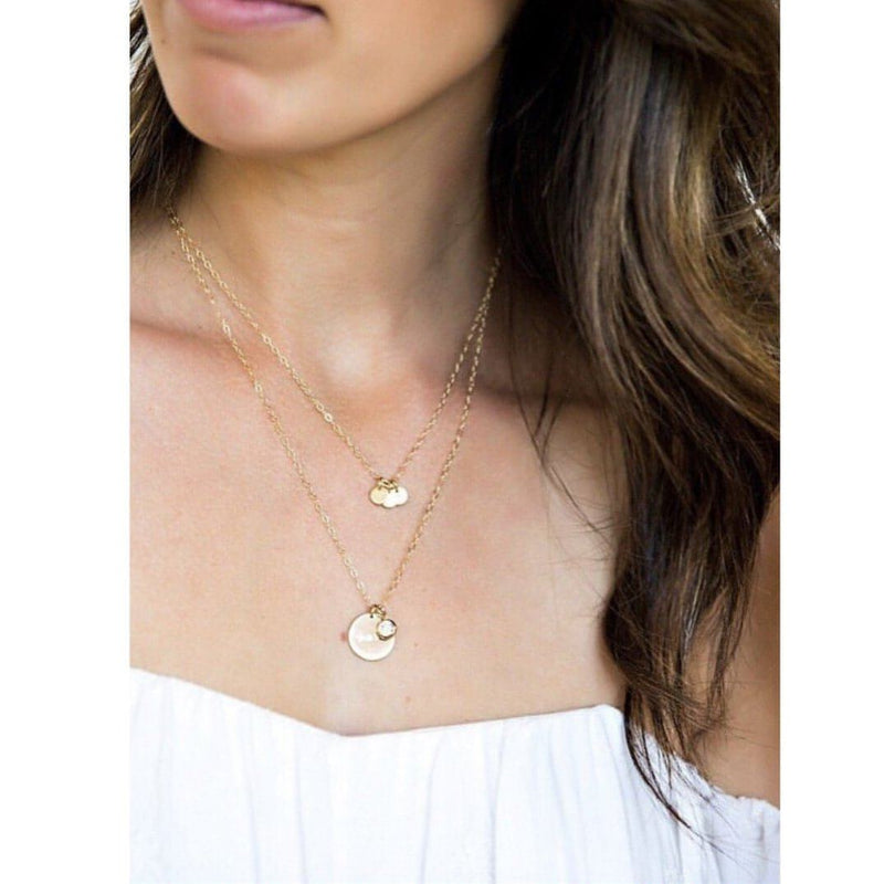 Initial letter pendant necklace gold rectangular chain — Militza Ortiz  Jewellery