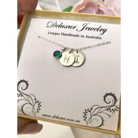Personalised Birthstone Initial Necklace-Deluxur