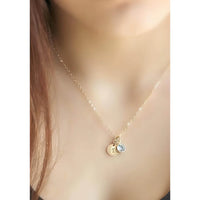 Personalised Birthstone Initial Necklace-Deluxur