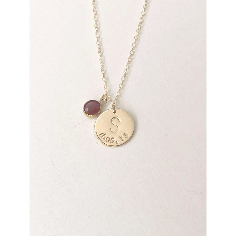 Personalised Birthstone Initial Necklace-Deluxur