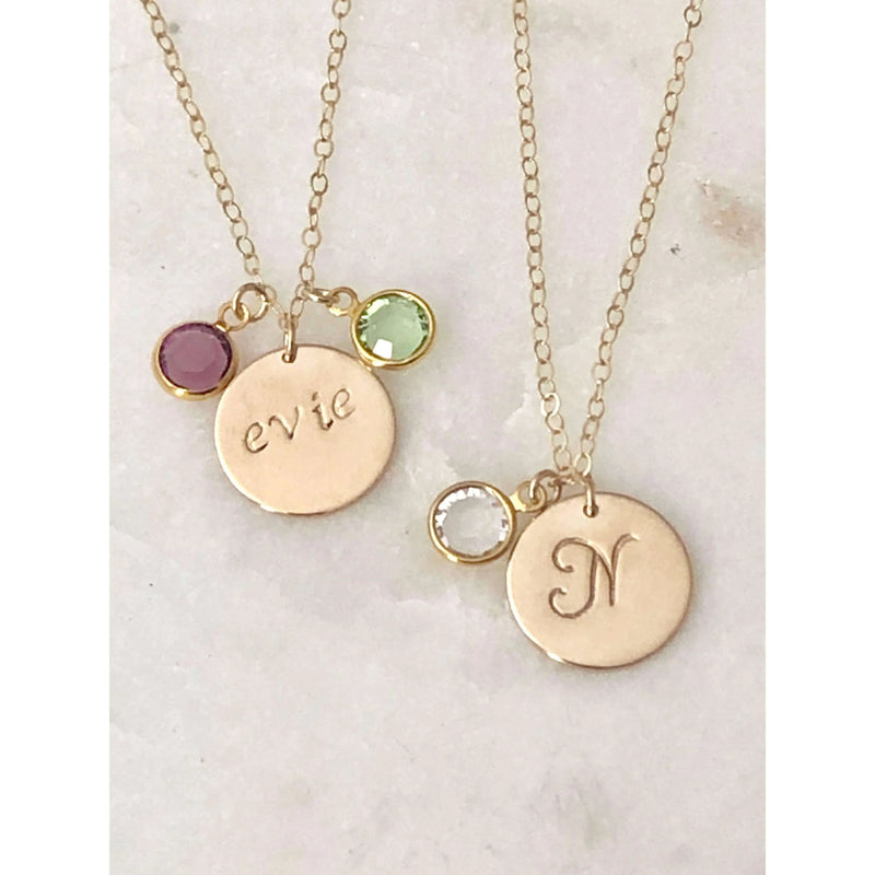 Personalised Birthstone Initial Necklace-Deluxur