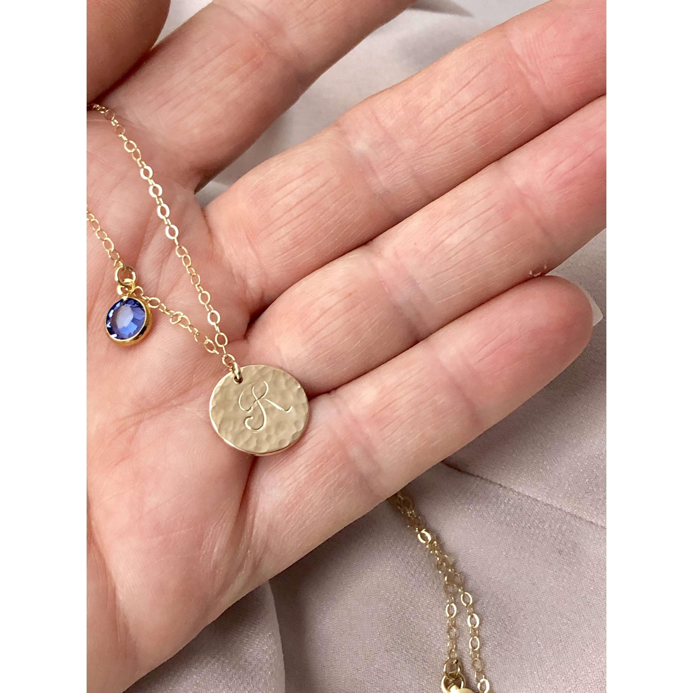 Personalised Birthstone Initial Necklace-Deluxur