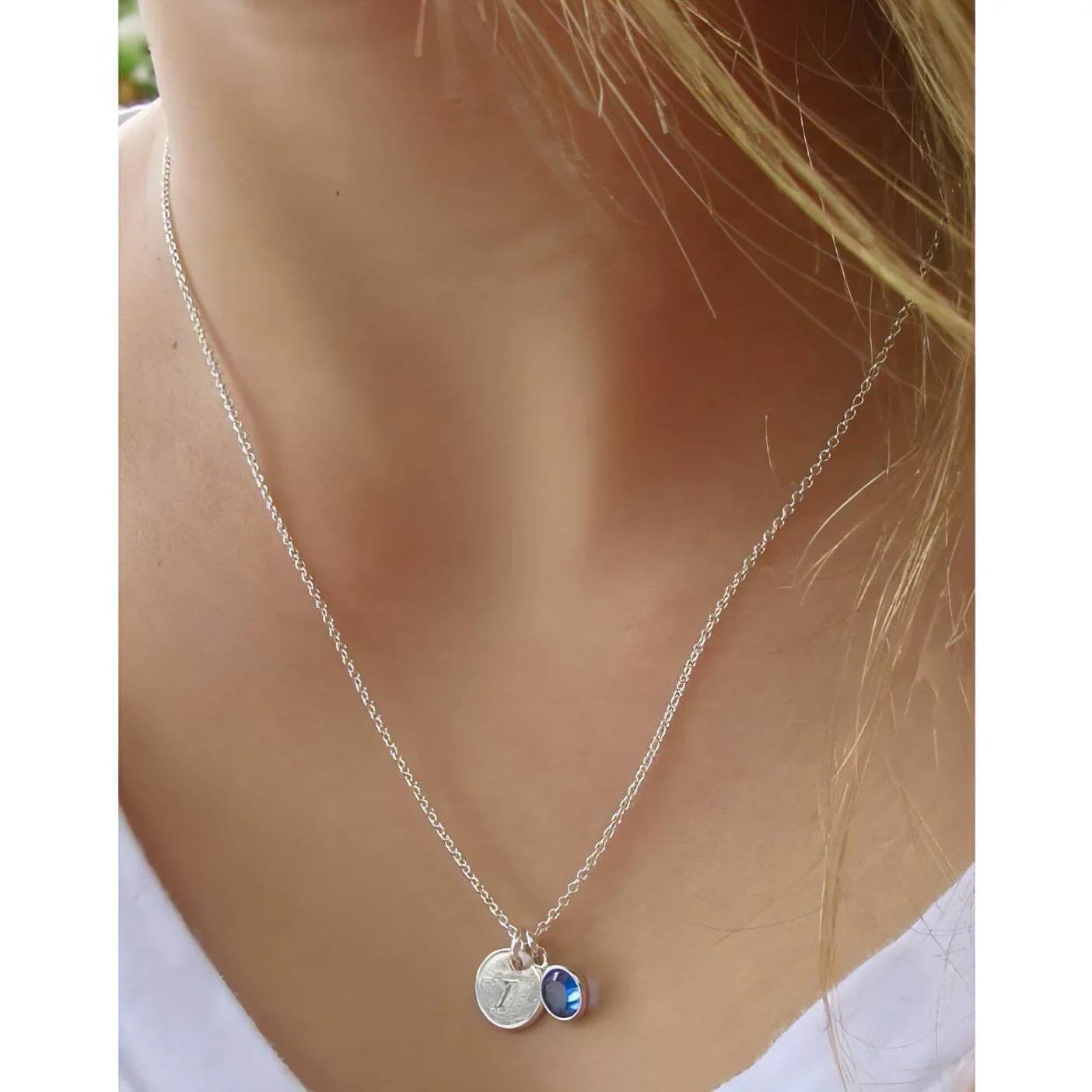 Personalised Birthstone Initial Necklace-Deluxur