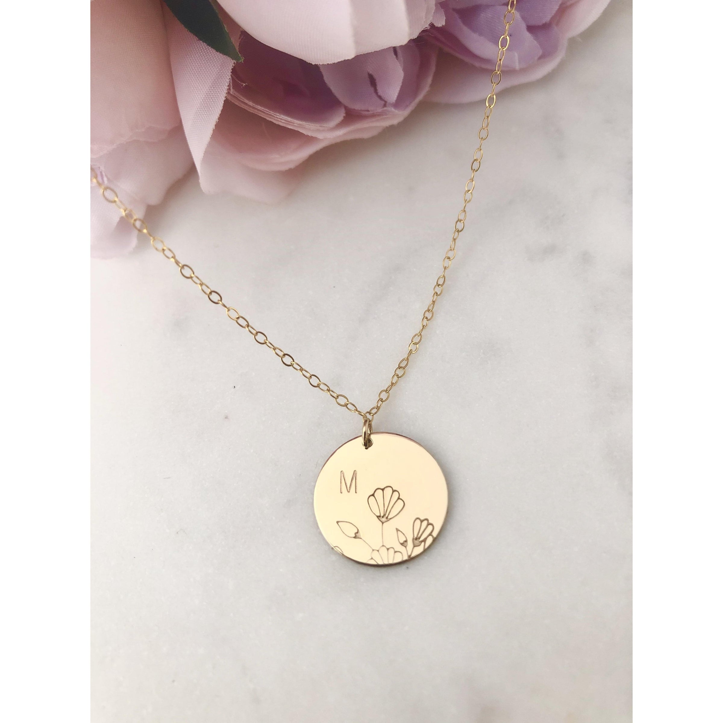 personalised wildflower bouquet necklace