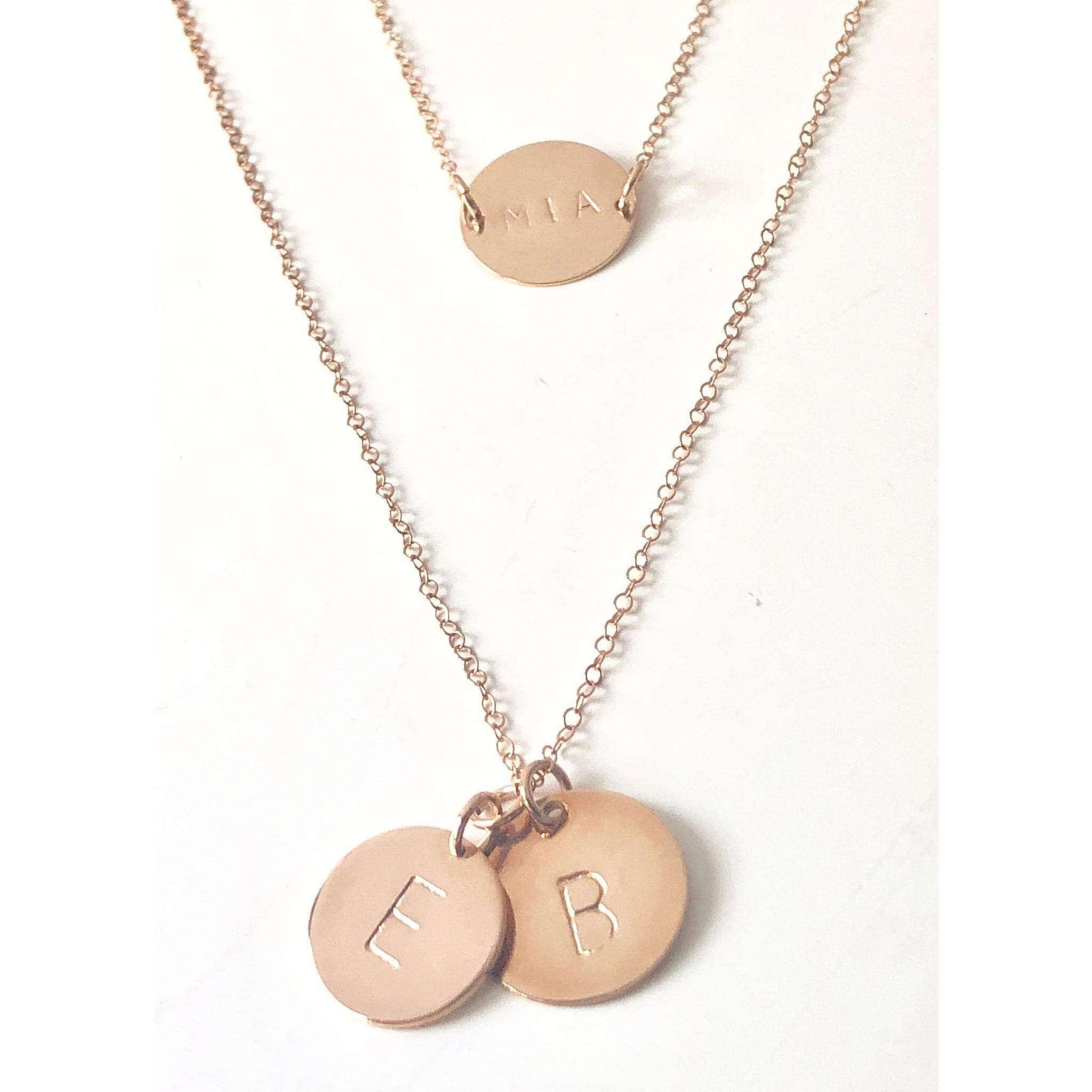 Rose Gold 2 Discs Necklace-Deluxur