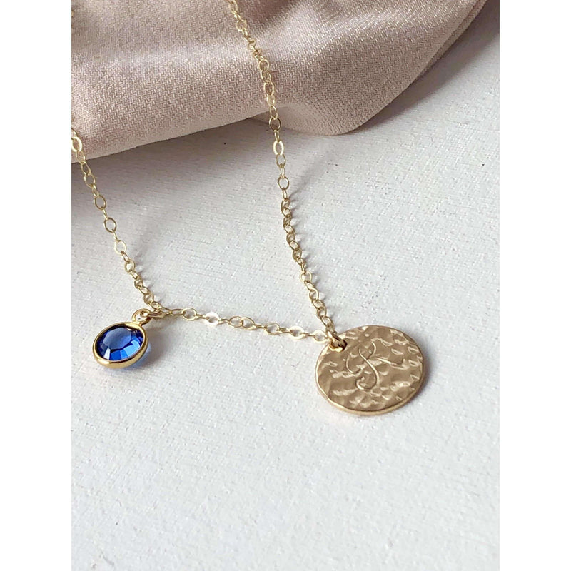 Roxie Hammered Initial Necklace-Deluxur