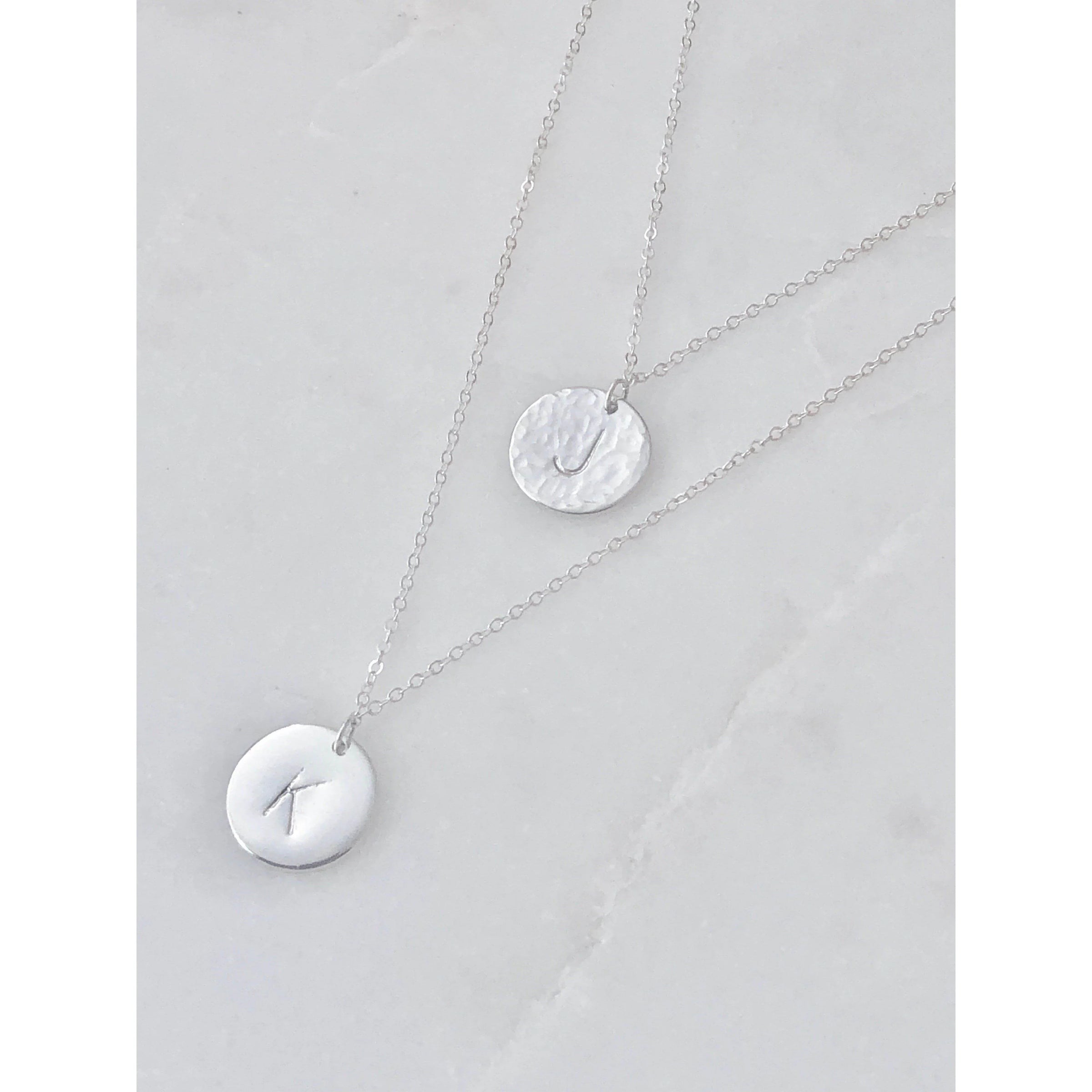 Roxie Hammered Initial Necklace-Deluxur
