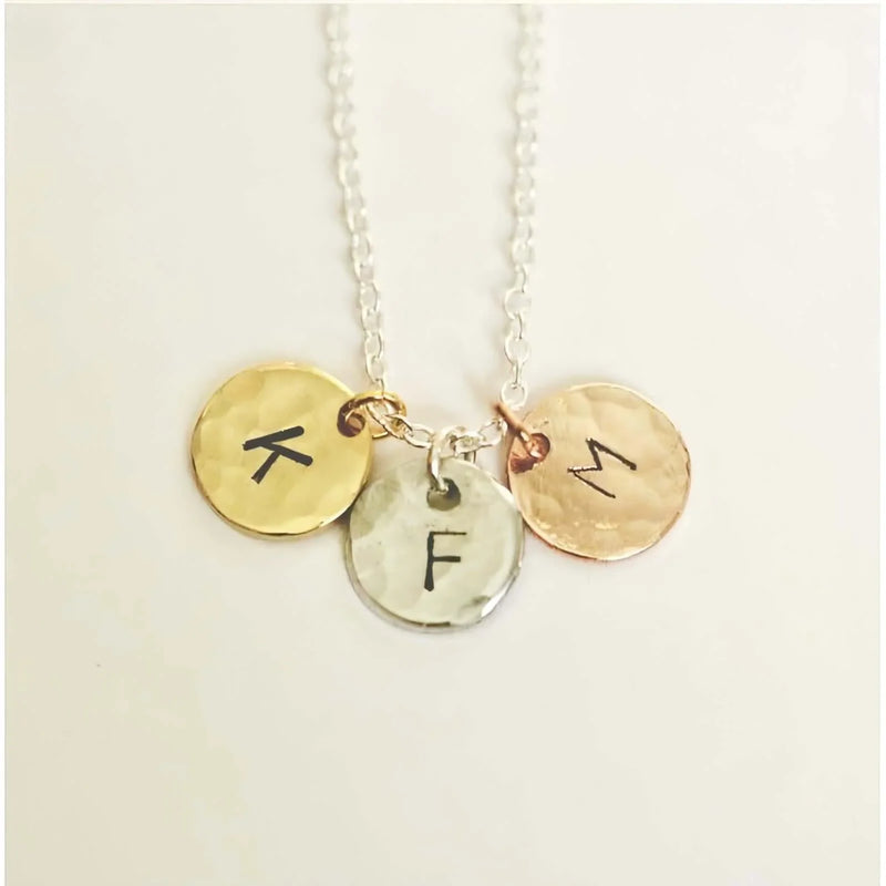 Roxie Hammered Initial Necklace-Deluxur