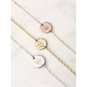 Roxie Hammered Initial Necklace-Deluxur