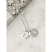 Silver 2 Initial Discs Necklace-Deluxur