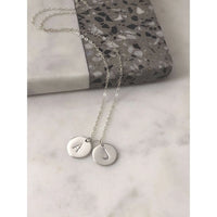 Silver 2 Initial Discs Necklace-Deluxur