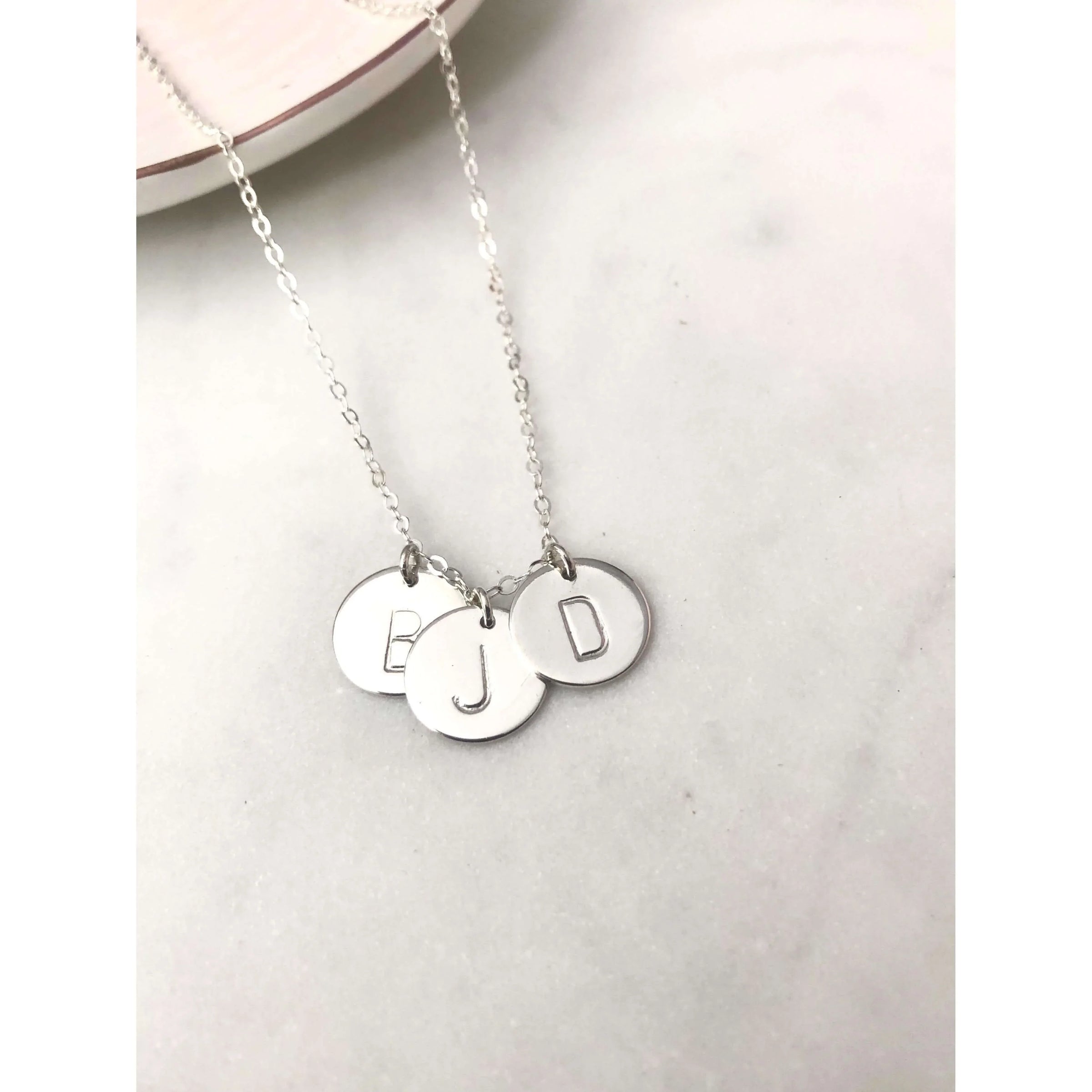 Silver 3 Initial Discs Necklace-Deluxur