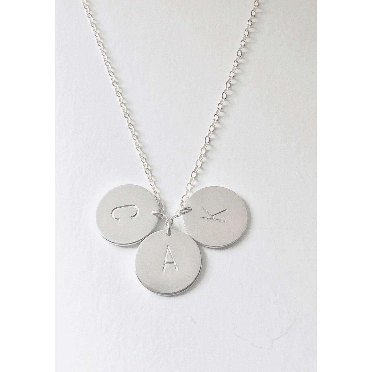 Silver 3 Initial Discs Necklace-Deluxur
