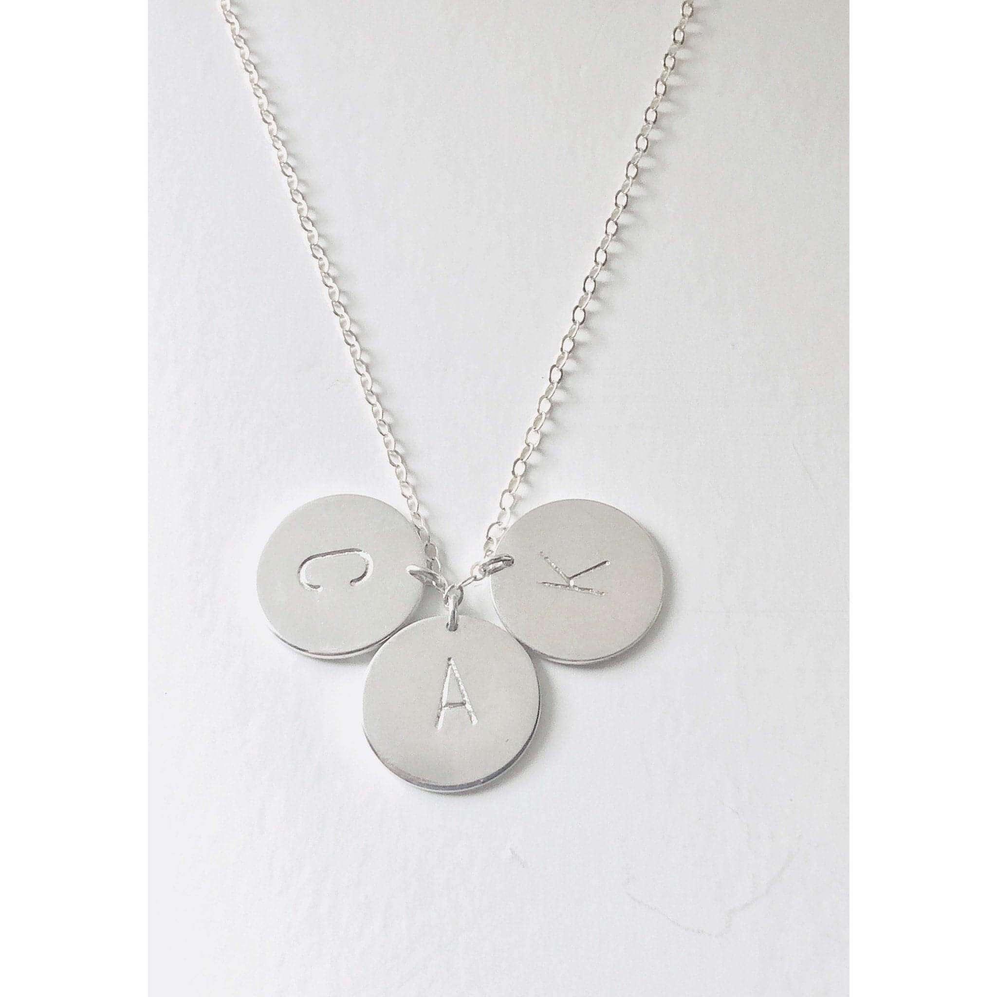 Silver 3 Initial Discs Necklace-Deluxur