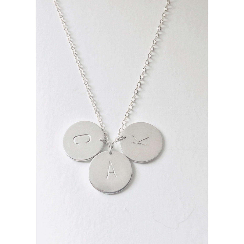 Silver 3 Initial Discs Necklace-Deluxur