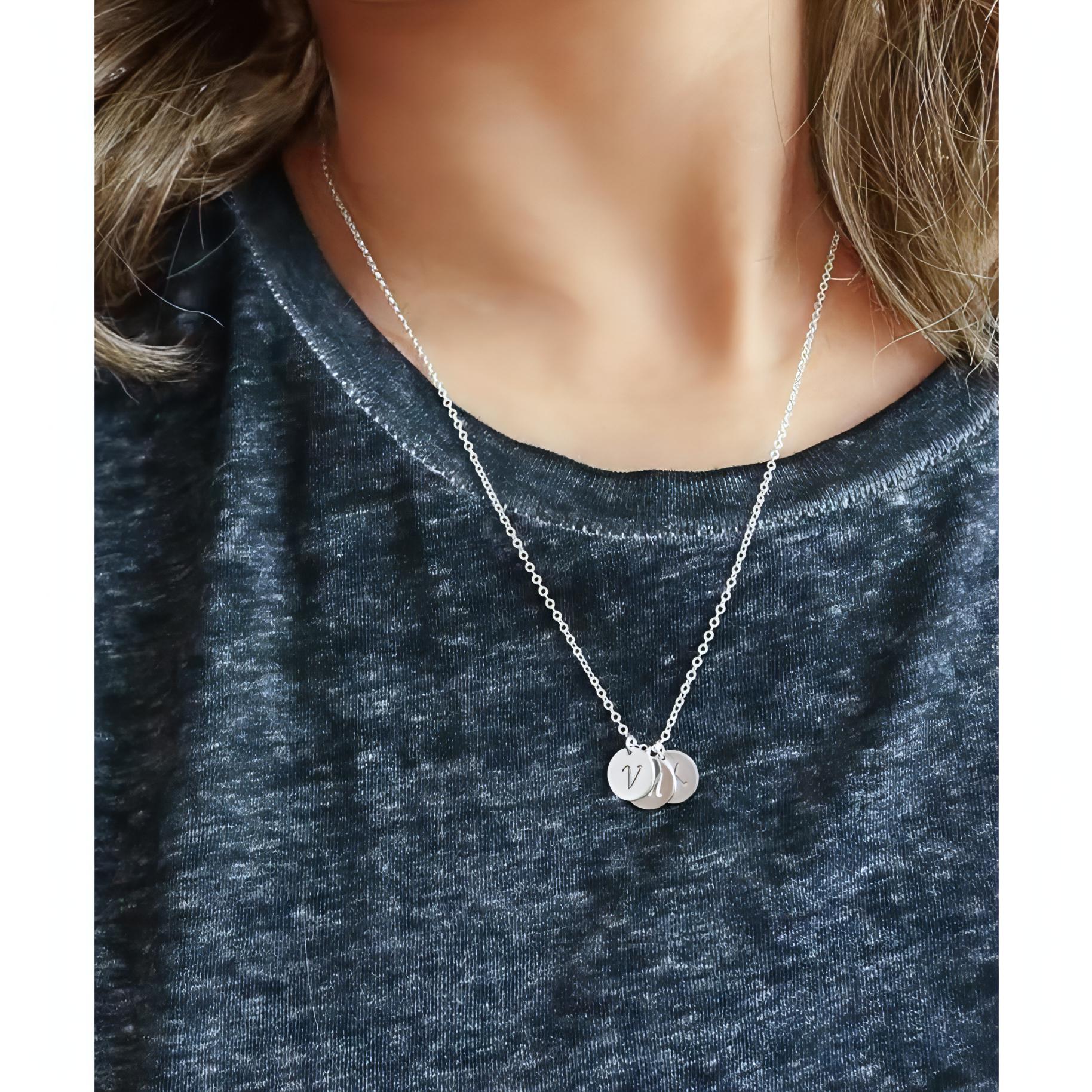 Sterling Silver Sideways 3 Initial Necklace | Eve's Addiction