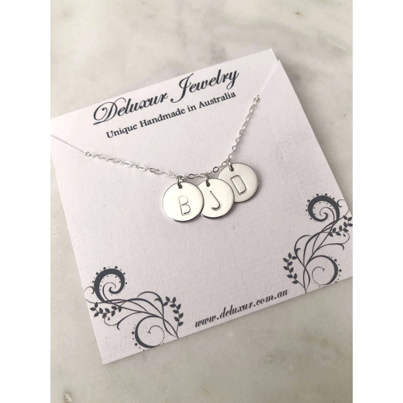 Silver 3 Initial Discs Necklace-Deluxur