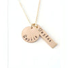 Silver Disc and Bar Initials Necklace-Deluxur