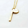 Silver Disc and Bar Initials Necklace-Deluxur