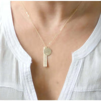 Silver Disc and Bar Initials Necklace-Deluxur