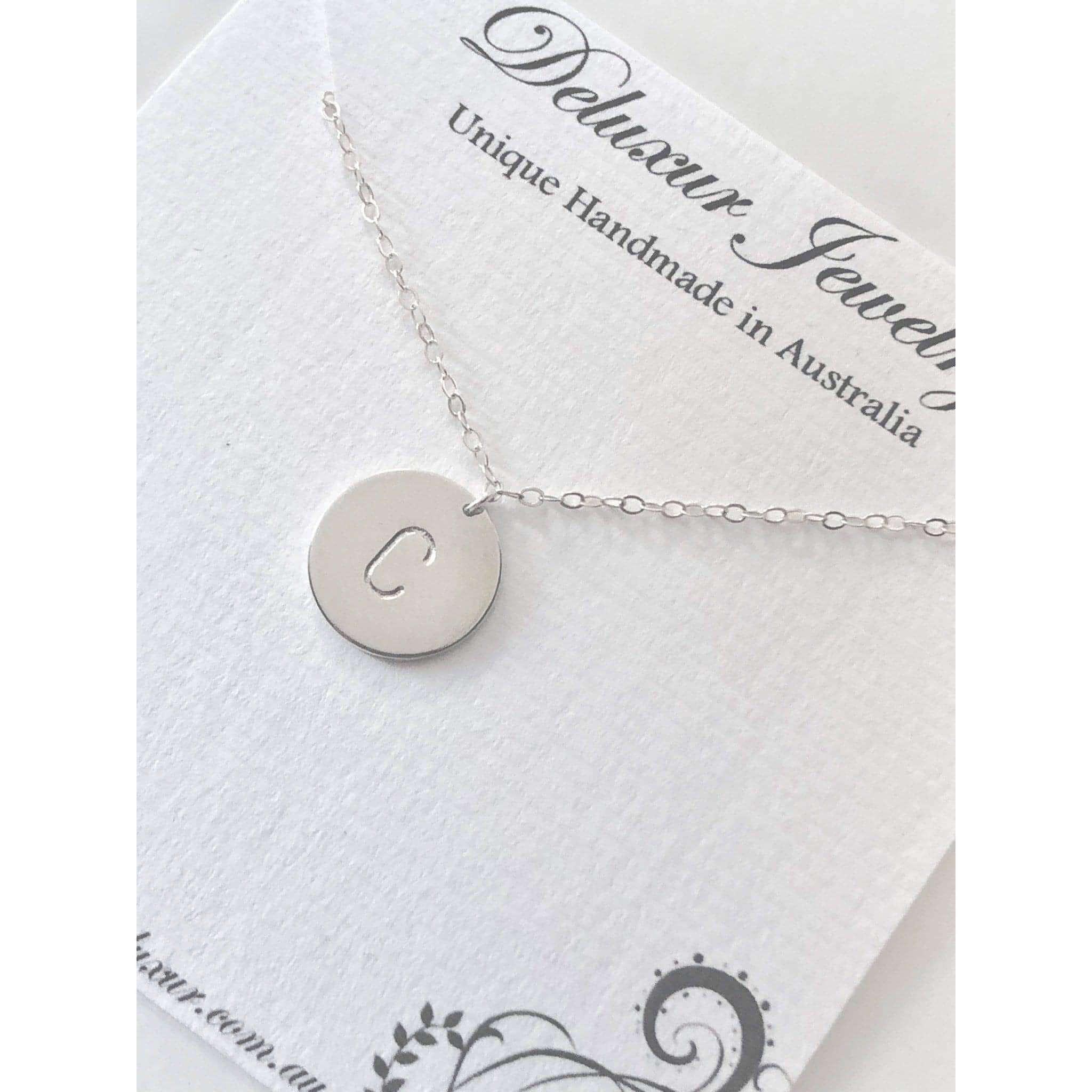 Sophia Large Initial Disc Necklace-Deluxur