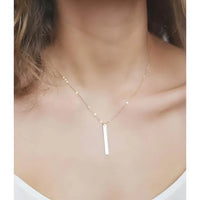 Vertical Initial Bar Necklace-Deluxur