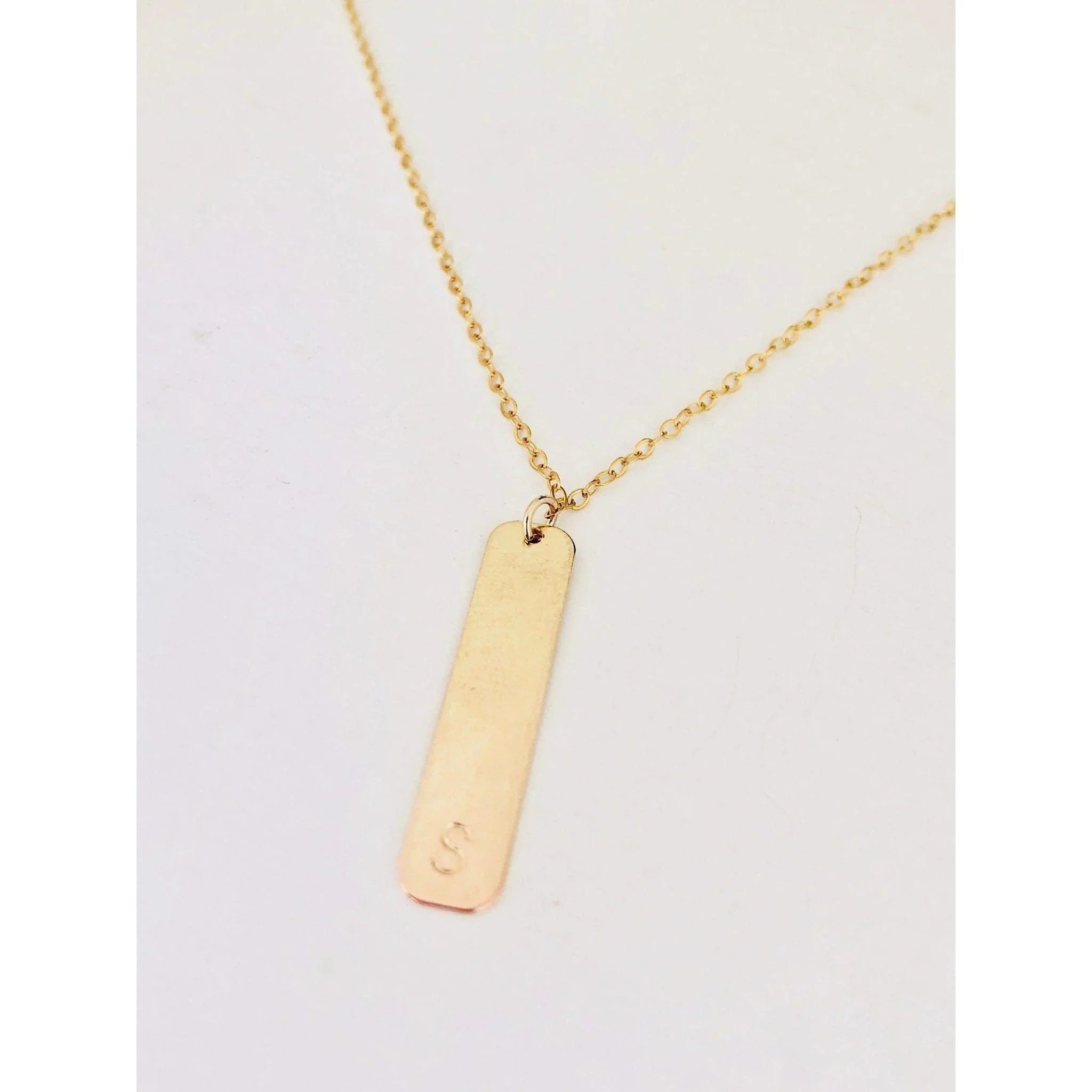 Vertical Initial Bar Necklace-Deluxur
