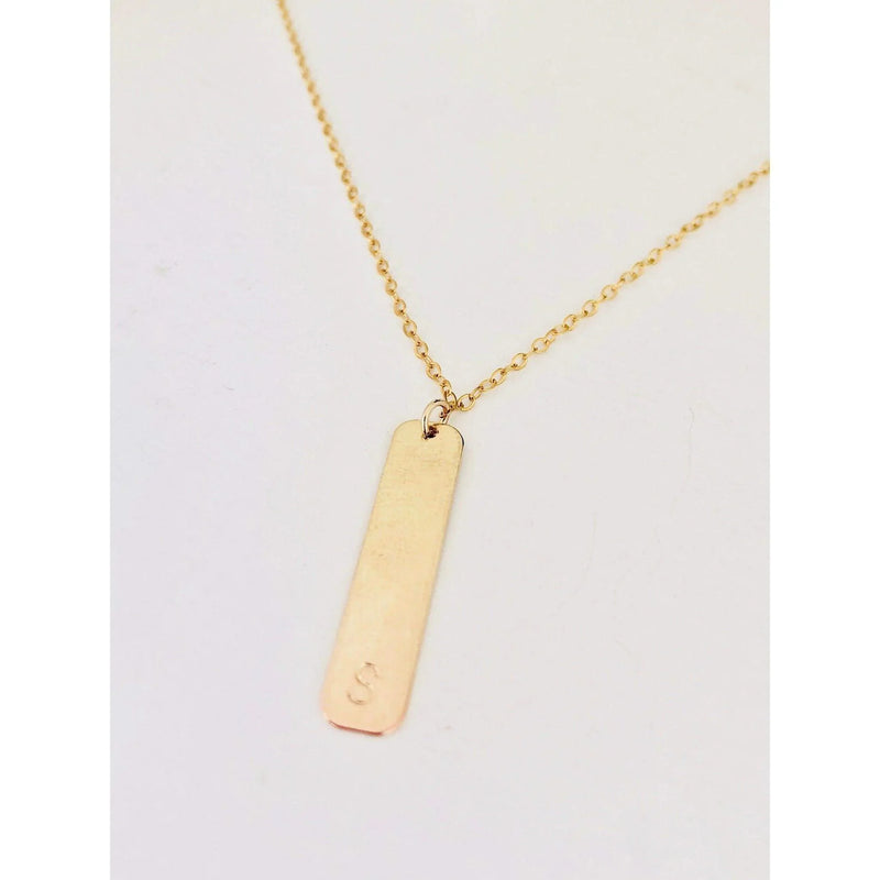 Vertical Initial Bar Necklace-Deluxur