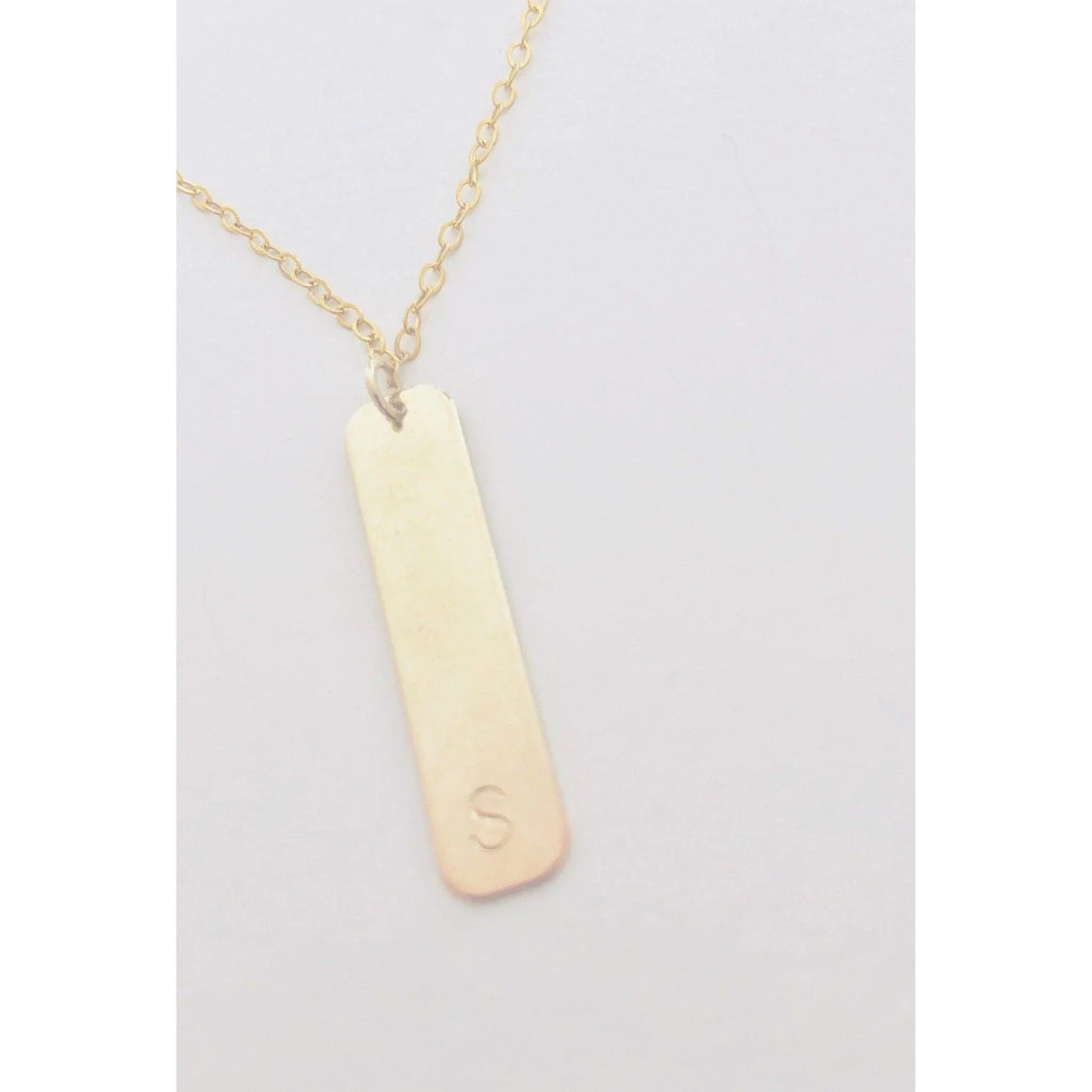 Vertical Initial Bar Necklace-Deluxur