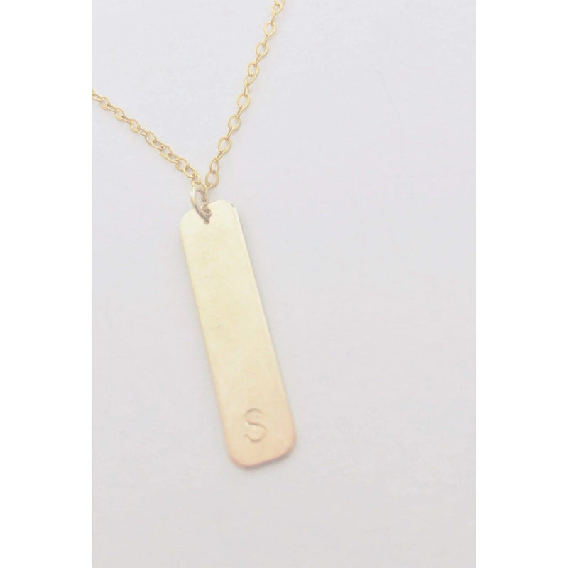 Vertical Initial Bar Necklace-Deluxur